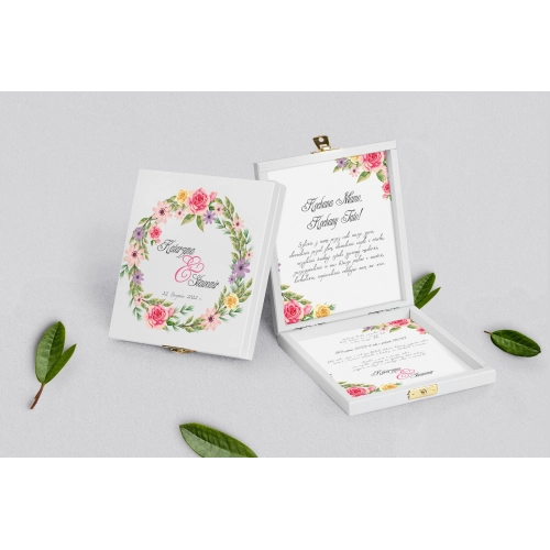 Zaproszenie dla Rodziców - białe Akwarelowe Wianki Motyw 5