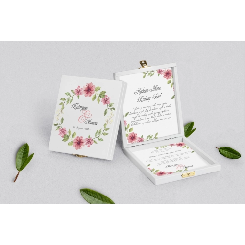 Zaproszenie dla Rodziców - białe Akwarelowe Wianki Motyw 6