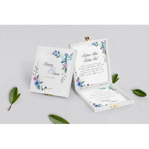 Zaproszenie dla Rodziców - białe Akwarelowe Wianki Motyw 8