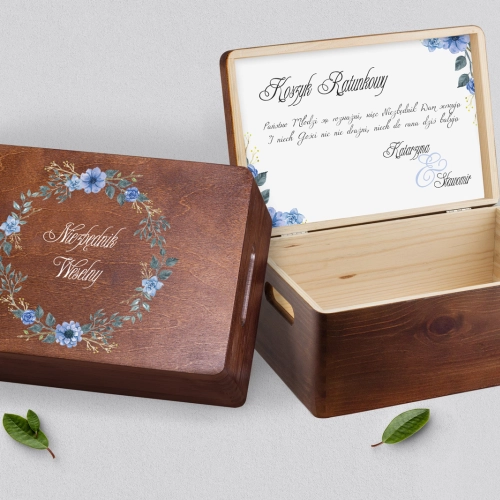 Koszyczek ratunkowy weselny brązowy - Akwarelowe Wianki Motyw 1