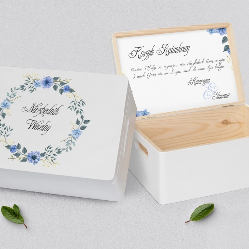 Koszyczek ratunkowy weselny biały - Akwarelowe Wianki Motyw 1