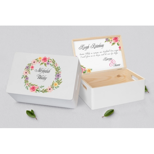 Koszyczek ratunkowy weselny biały - Akwarelowe Wianki Motyw 5