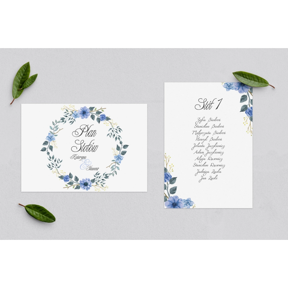 Plan Stołów - Karteczka Akwarelowe Wianki Motyw 1