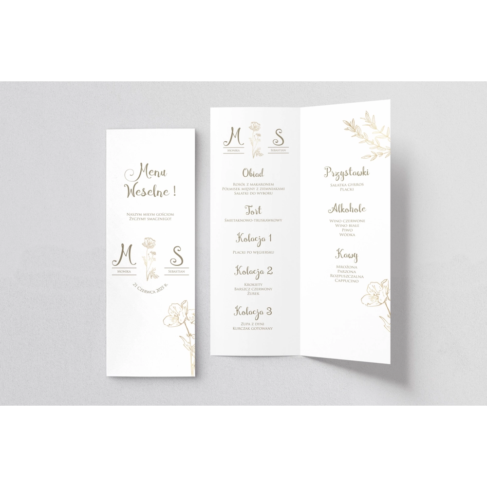 Menu Weselne Fiori - Motyw 2
