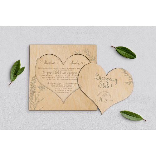 Drewniane Zaproszenie dla Rodziców - Fiori Motyw 1