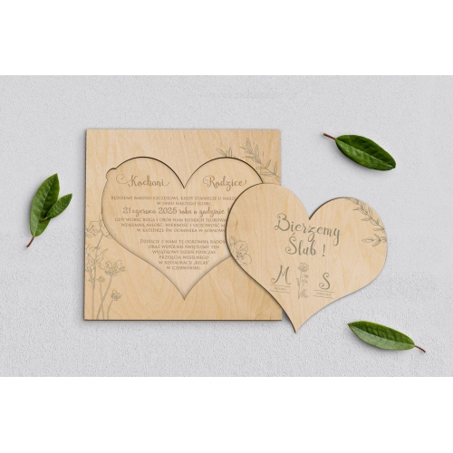 Drewniane Zaproszenie dla Rodziców - Fiori Motyw 2