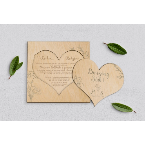 Drewniane Zaproszenie dla Rodziców - Fiori Motyw 3