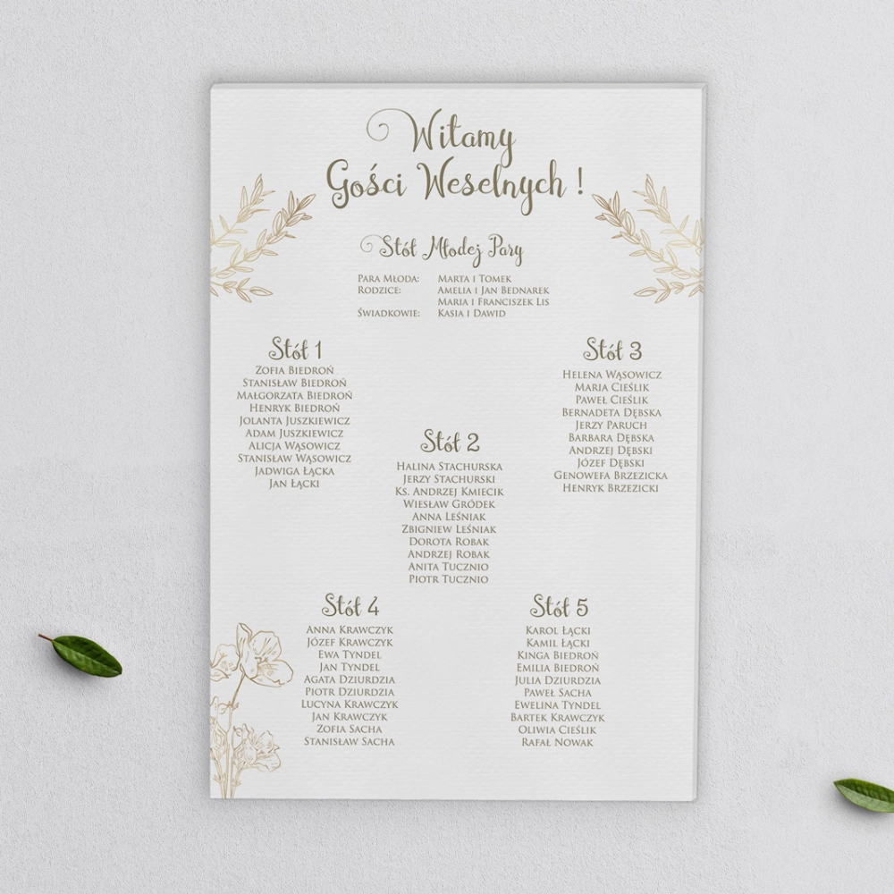 Plan stołów weselnych na płótnie Fiori Motyw 3