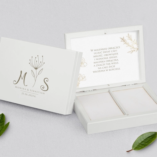 Pudełko na obrączki prostokątne białe - Fiori Motyw 3