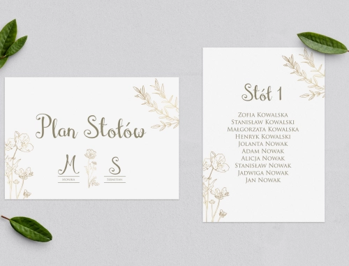 Plan Stołów - Karteczka Fiori Motyw 2