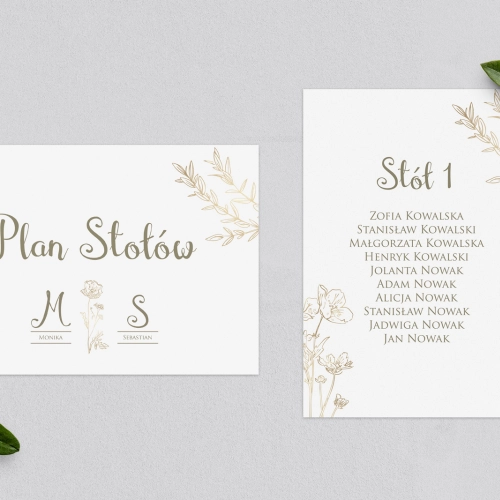 Plan Stołów - Karteczka Fiori Motyw 2