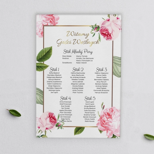 Plan stołów weselnych na płótnie Dream Motyw 2