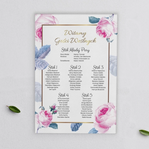 Plan stołów weselnych na płótnie Dream Motyw 3