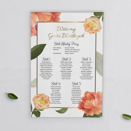 Plan stołów weselnych na płótnie Dream Motyw 5