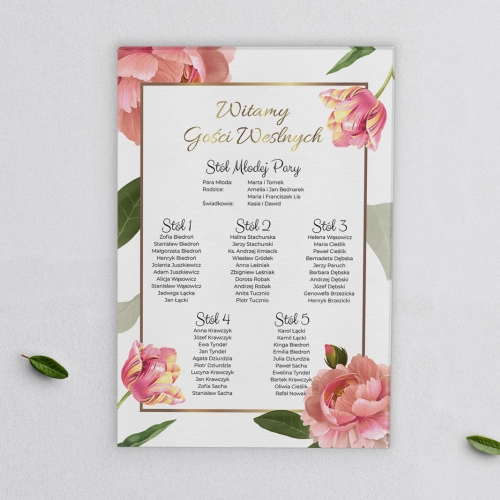 Plan stołów weselnych na płótnie Dream Motyw 6