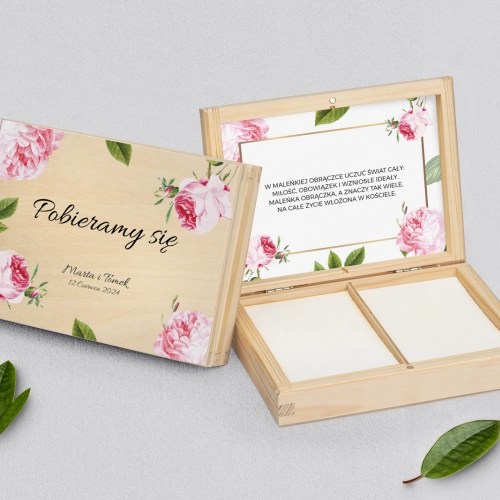 Pudełko na obrączki prostokątne naturalne - Dream Motyw 2