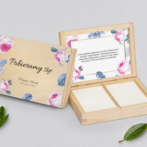 Pudełko na obrączki prostokątne naturalne - Dream Motyw 3