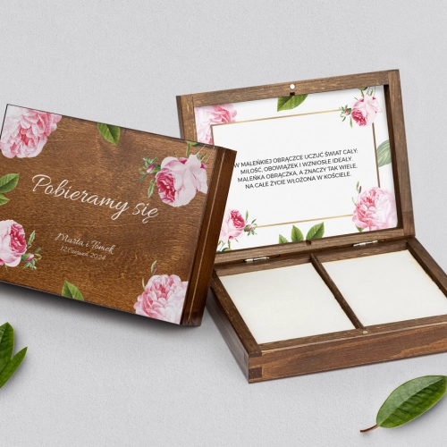 Pudełko na obrączki prostokątne brązowe - Dream Motyw 2