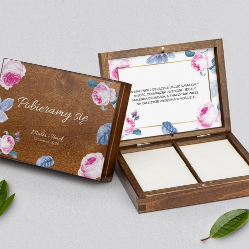 Pudełko na obrączki prostokątne brązowe - Dream Motyw 3