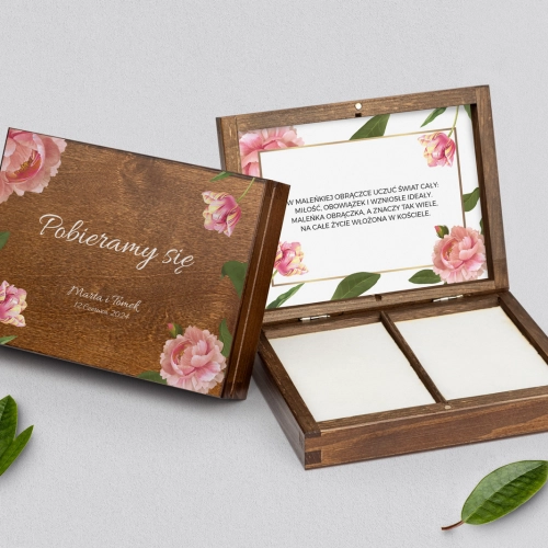 Pudełko na obrączki prostokątne brązowe - Dream Motyw 6