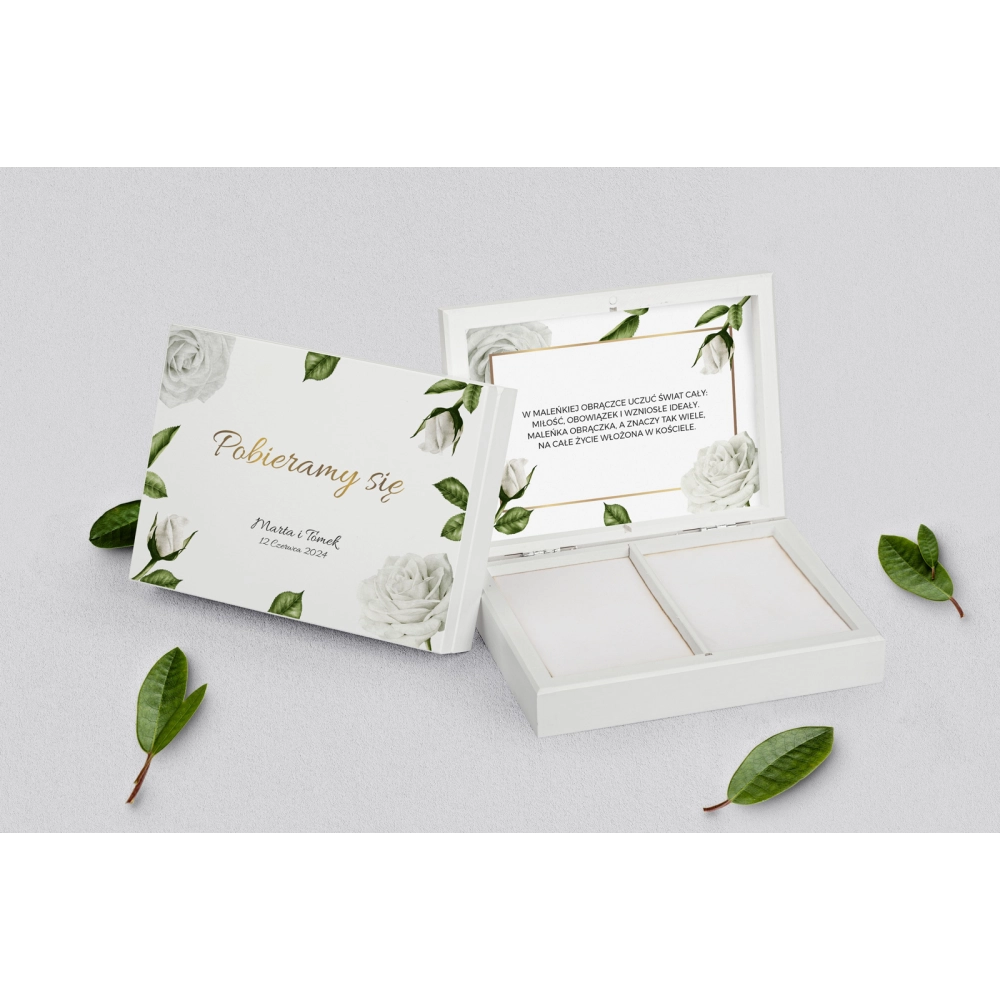 Pudełko na obrączki prostokątne białe - Dream Motyw 1