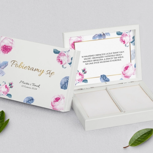 Pudełko na obrączki prostokątne białe - Dream Motyw 3