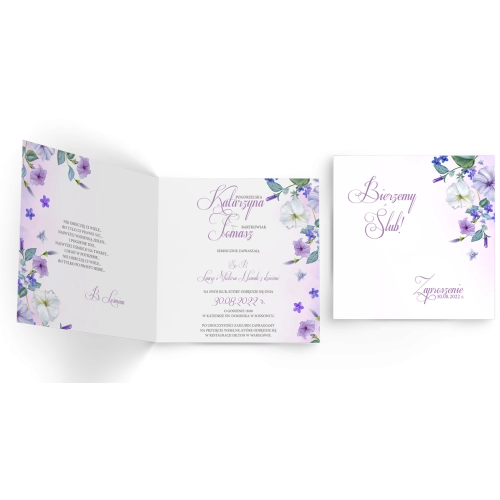 Zaproszenia ślubne About You - Składane Kwadrat Motyw 2