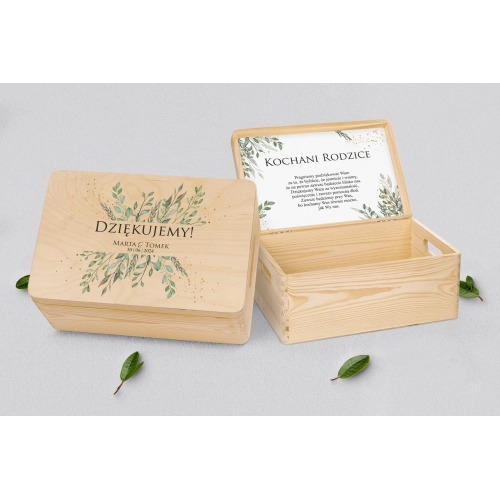 Skrzyneczka dla Rodziców - naturalna Leaves Motyw 3