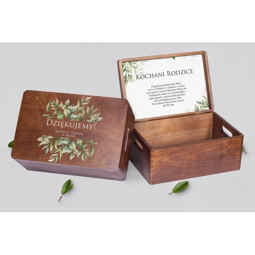 Skrzyneczka dla Rodziców - brązowa Leaves Motyw 1