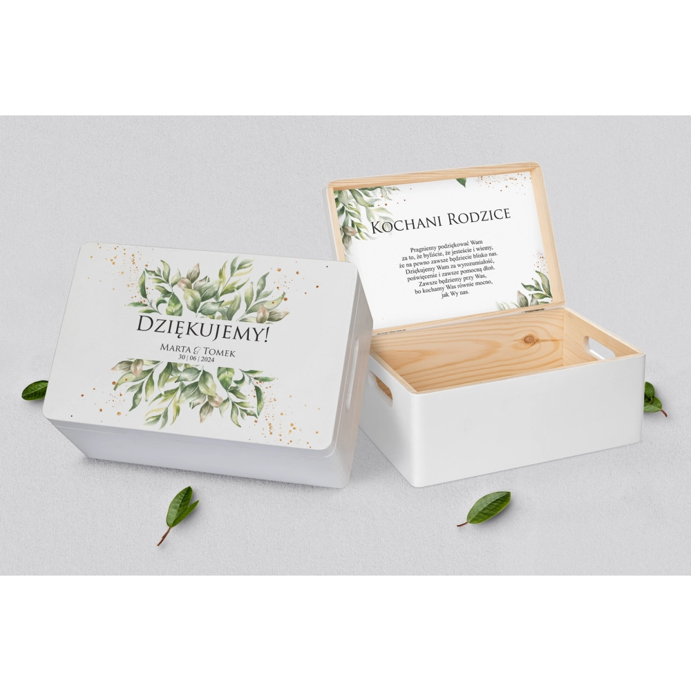 Skrzyneczka dla Rodziców - biała Leaves Motyw 1
