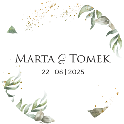 Topper na tort weselny - Leaves Motyw 1