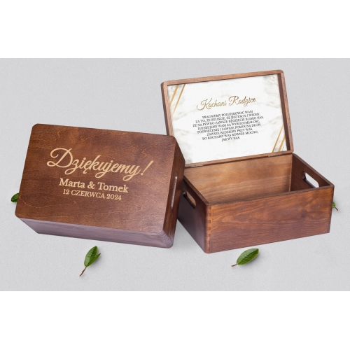 Skrzyneczka dla Rodziców - brązowa Marmur & Złoto - Motyw 1