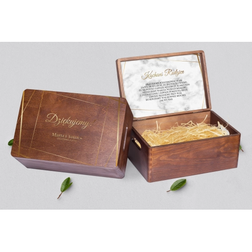Skrzyneczka dla Rodziców - brązowa Marmur & Złoto - Motyw 2