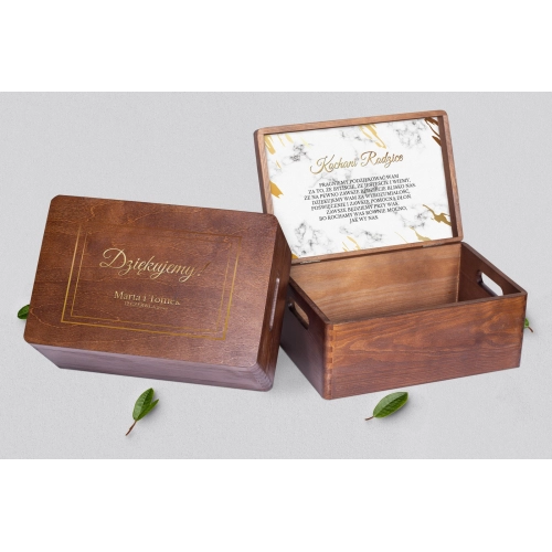 Skrzyneczka dla Rodziców - brązowa Marmur & Złoto - Motyw 3