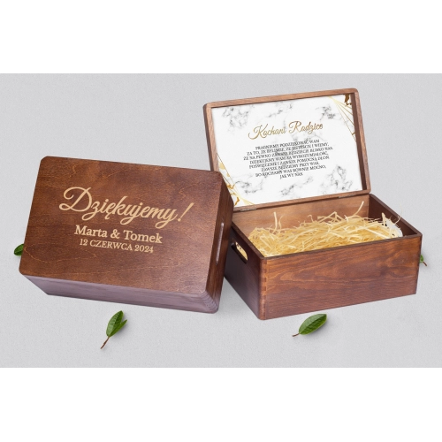 Skrzyneczka dla Rodziców - brązowa Marmur & Złoto - Motyw 4