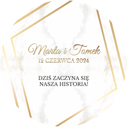 Topper na tort weselny - Marmur & Złoto - Motyw 1