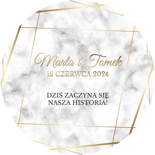 Topper na tort weselny - Marmur & Złoto - Motyw 2
