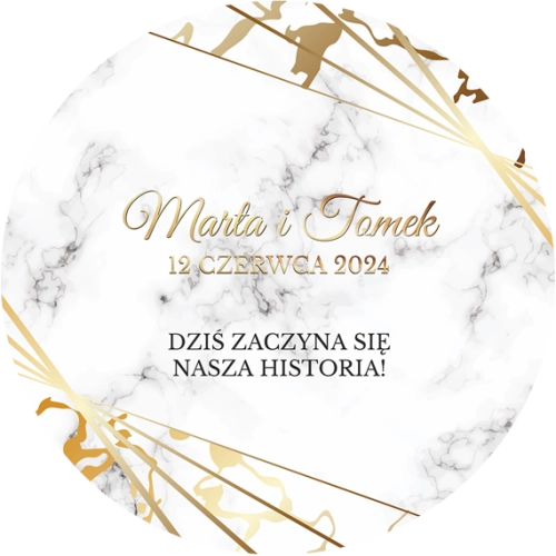 Topper na tort weselny - Marmur & Złoto - Motyw 4