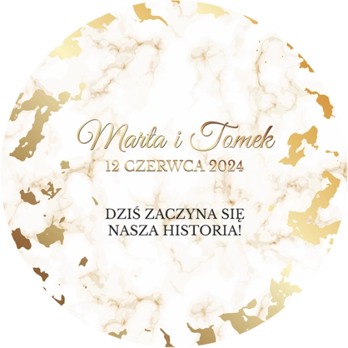 Topper na tort weselny - Marmur & Złoto - Motyw 5