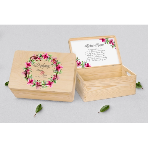 Skrzyneczka dla Rodziców - naturalna Akwarelowe Wianki Motyw 2