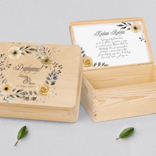 Skrzyneczka dla Rodziców - naturalna Akwarelowe Wianki Motyw 4