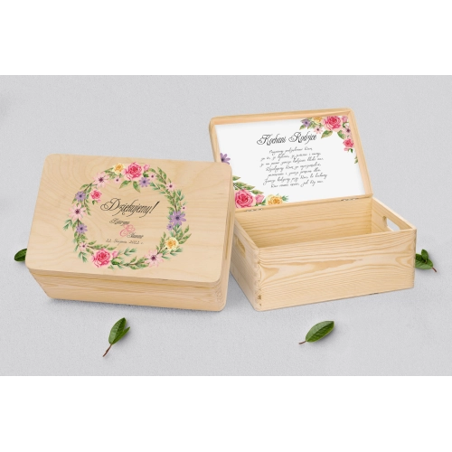 Skrzyneczka dla Rodziców - naturalna Akwarelowe Wianki Motyw 5