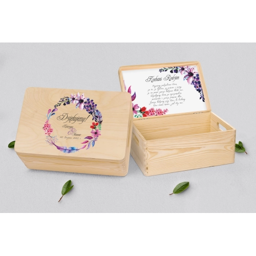 Skrzyneczka dla Rodziców - naturalna Akwarelowe Wianki Motyw 7