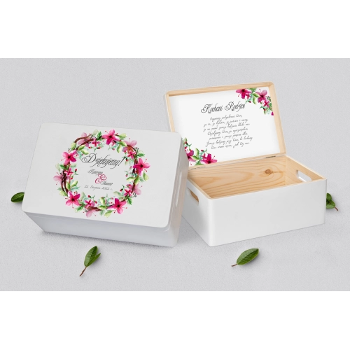 Skrzyneczka dla Rodziców - biała Akwarelowe Wianki Motyw 2