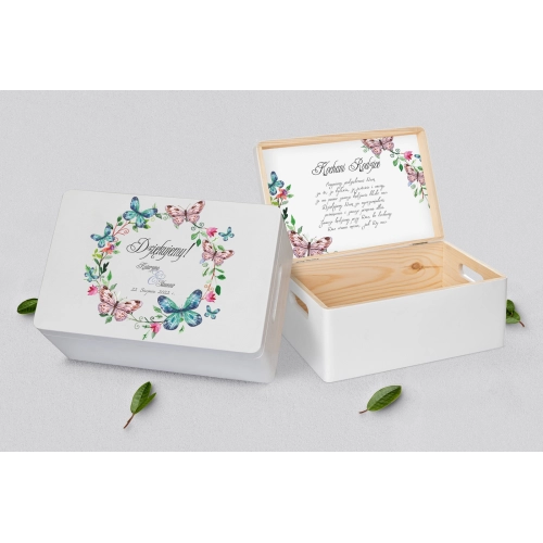 Skrzyneczka dla Rodziców - biała Akwarelowe Wianki Motyw 3