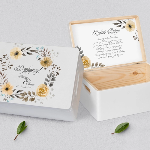 Skrzyneczka dla Rodziców - biała Akwarelowe Wianki Motyw 4