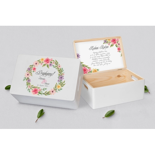 Skrzyneczka dla Rodziców - biała Akwarelowe Wianki Motyw 5