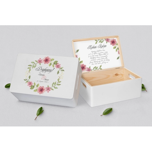 Skrzyneczka dla Rodziców - biała Akwarelowe Wianki Motyw 6