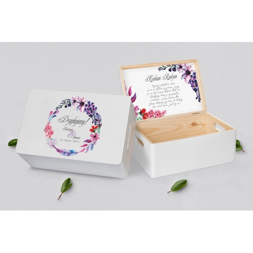 Skrzyneczka dla Rodziców - biała Akwarelowe Wianki Motyw 7