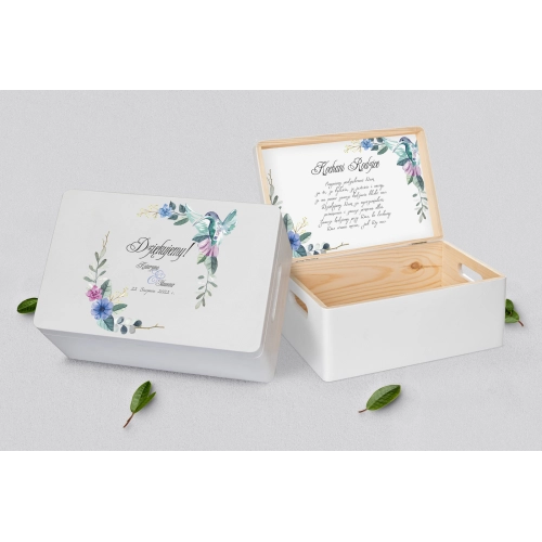 Skrzyneczka dla Rodziców - biała Akwarelowe Wianki Motyw 8